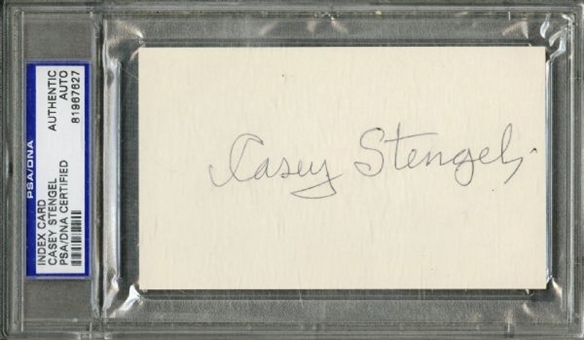 Casey Stengel Signed 3x5 Index Card